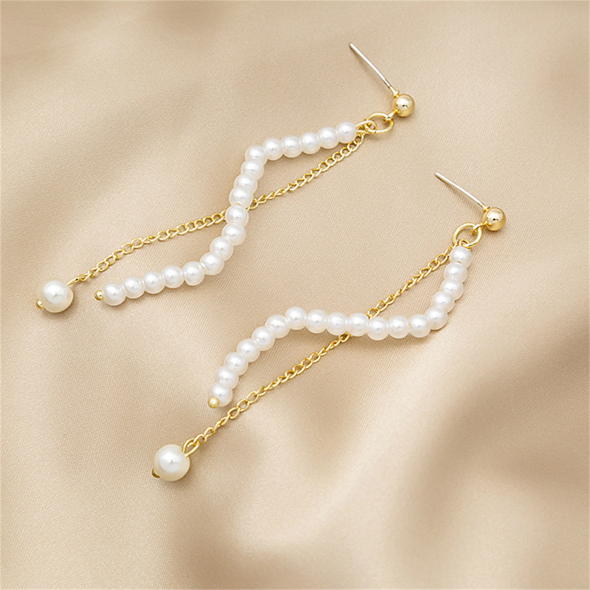Pearl & 18K Gold-Plated Chain Dangle Earring