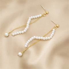 Pearl & 18K Gold-Plated Chain Dangle Earring