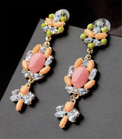 Cubic Zirconia & 18k Gold-Plated Marquise Cluster Drop Earrings