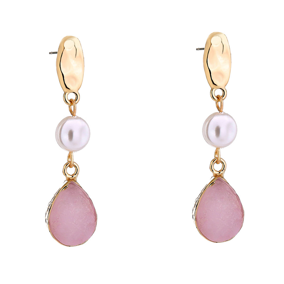 Pearl and Pink Resin 18K Gold-Plated Drop Earrings, gold drop earrings for women, everyday style, lifestyle look