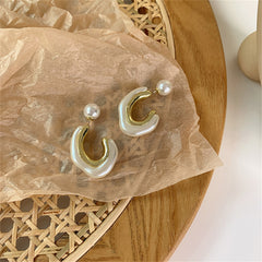 Pearl & 18K Gold-Plated Half-Hoop Ear Jackets