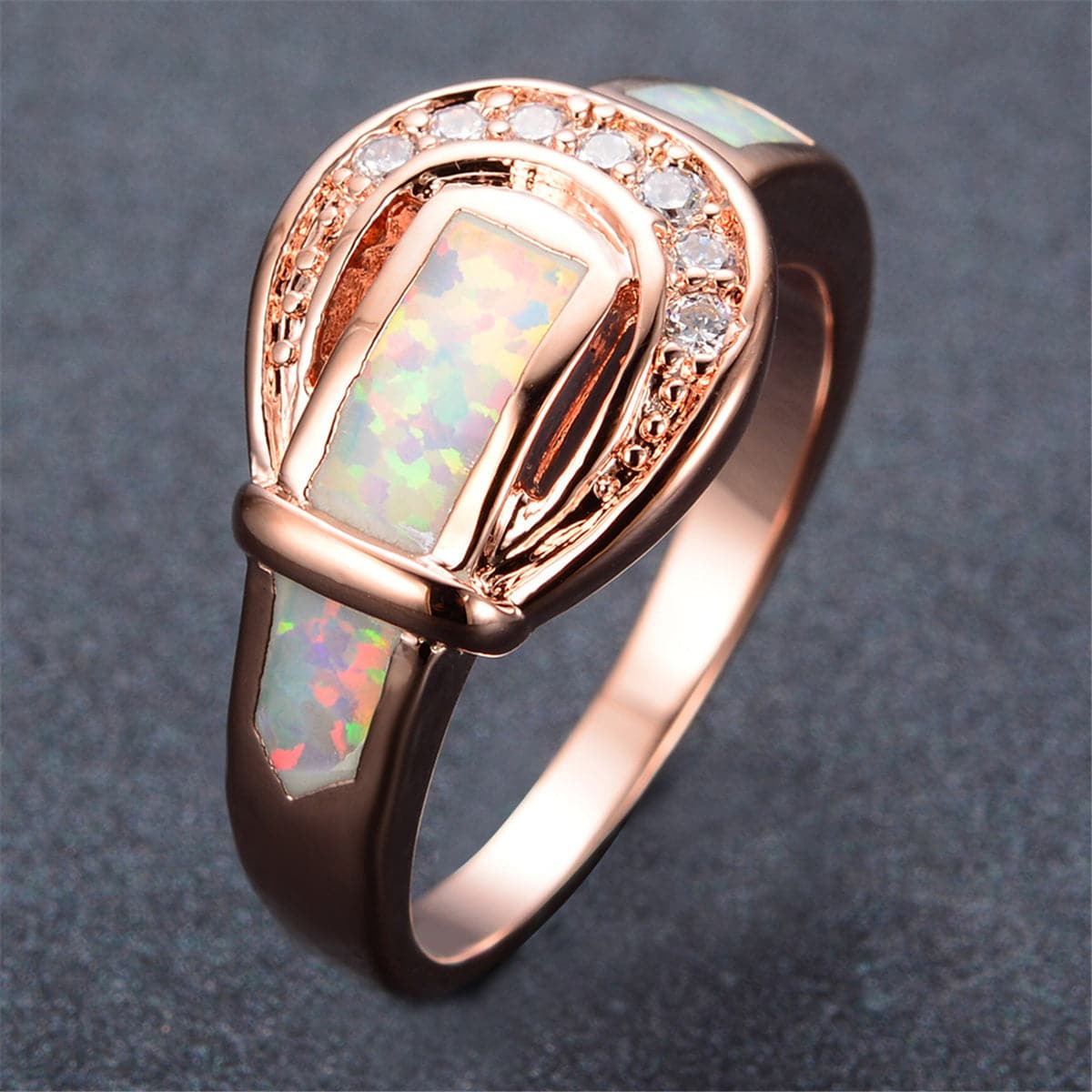 Opal & 18K Rose Gold-Plated Belt Ring