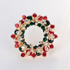 Cubic Zirconia & 18K Gold-Plated Wreath Brooch
