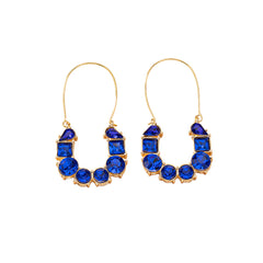 Blue Crystal & 18K Gold-Plated Drop Earrings