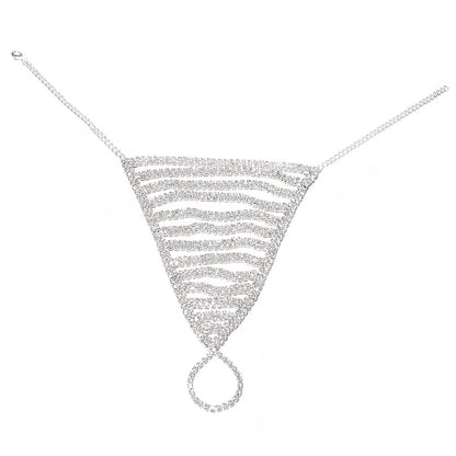 Cubic Zirconia and Silver-Plated Layered Triangle Ankle-To-Toe Ring Anklet, silver statement rings for women, lifestyle look