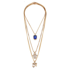 Crystal & Cubic Zirconia Hamsa Pendant Layered Necklace
