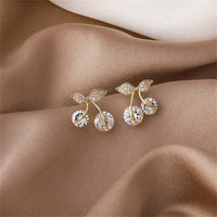 Cubic Zirconia & Crystal 18k Gold-Plated Cherry Stud Earrings