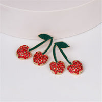 Red Cubic Zirconia & Green Cherry Drop Earrings