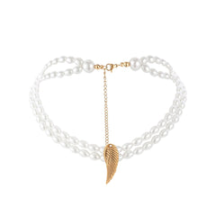 Pearl & 18K Gold-Plated Angel Wing Layered Pendant Necklace