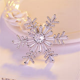 Cubic Zirconia & Silvertone Snowflake Brooch