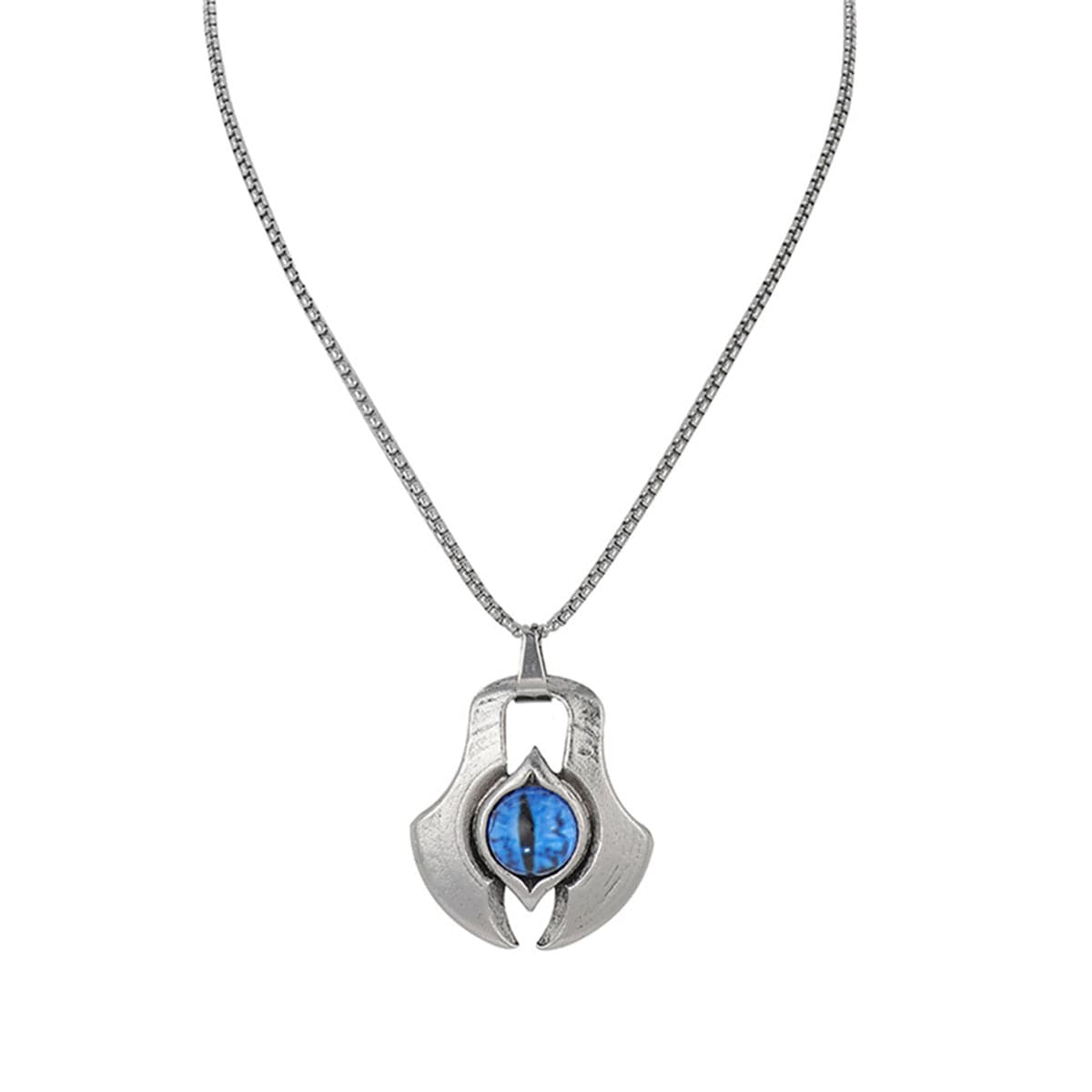 Blue Crystal & Silver-Plated Eye Pendant Necklace