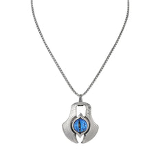 Blue Crystal & Silver-Plated Eye Pendant Necklace