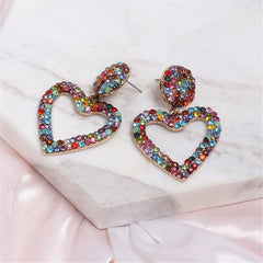 Cubic Zirconia & 18K Gold-Plated Open-Heart Drop Earrings