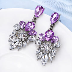 Cubic Zirconia & Silver-Plated Pear Cut Dangle Earrings
