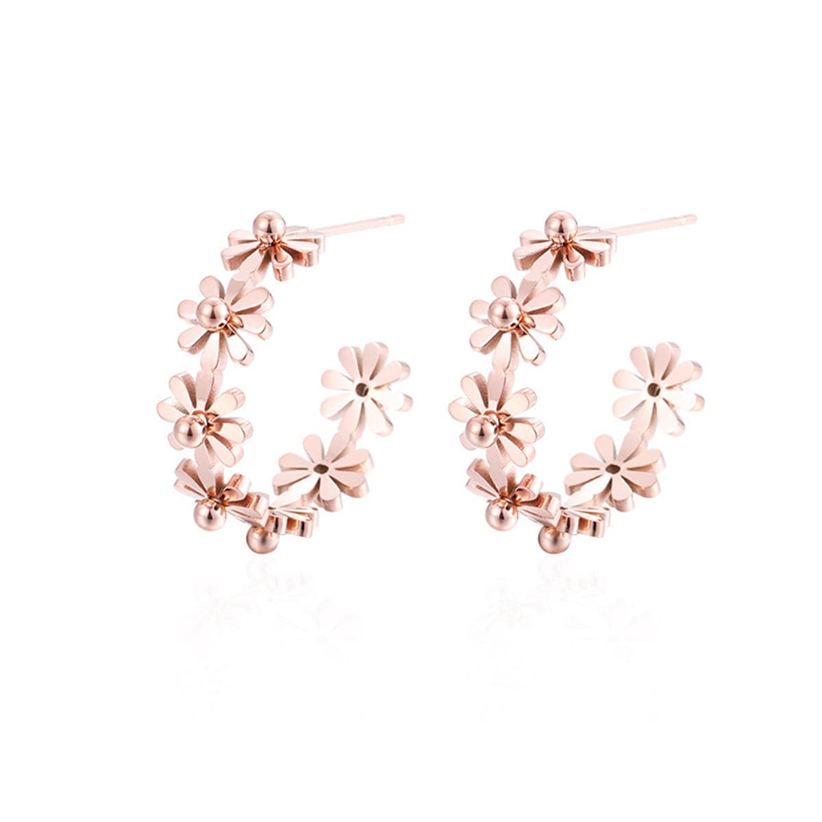 18K Rose Gold-Plated Daisy Hoop Earrings