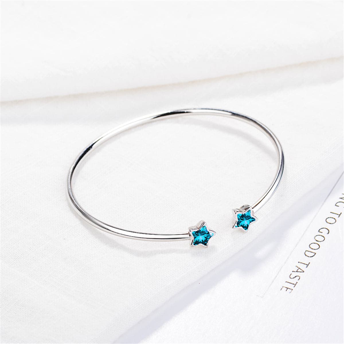 Blue Crystal & Silver-Plated Star Cuff - streetregion