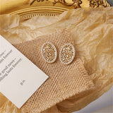 Pearl & 18k Gold-Plated Floral Oval Stud Earrings