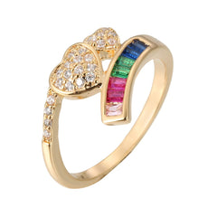 Rainbow Crystal & Cubic Zirconia Heart Ring