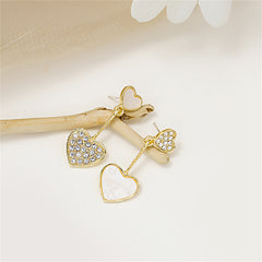 Cubic Zirconia & Shell 18K Gold-Plated Heart-Cut Drop Earrings