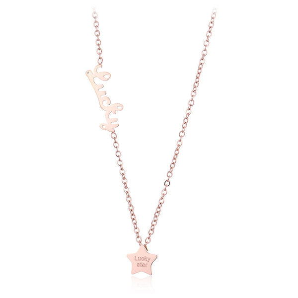 18k Rose Gold-Plated 'Lucky' Star Pendant Necklace - streetregion