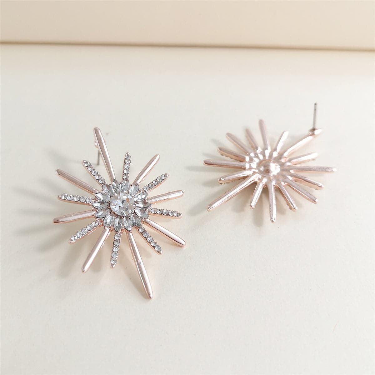 Cubic Zirconia & Crystal 18K Rose Gold-Plated Sunflower Drop Earrings