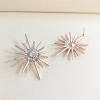 Cubic Zirconia & Rose Goldtone Sunflower Drop Earrings