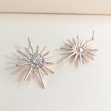 Cubic Zirconia & Rose Goldtone Sunflower Drop Earrings