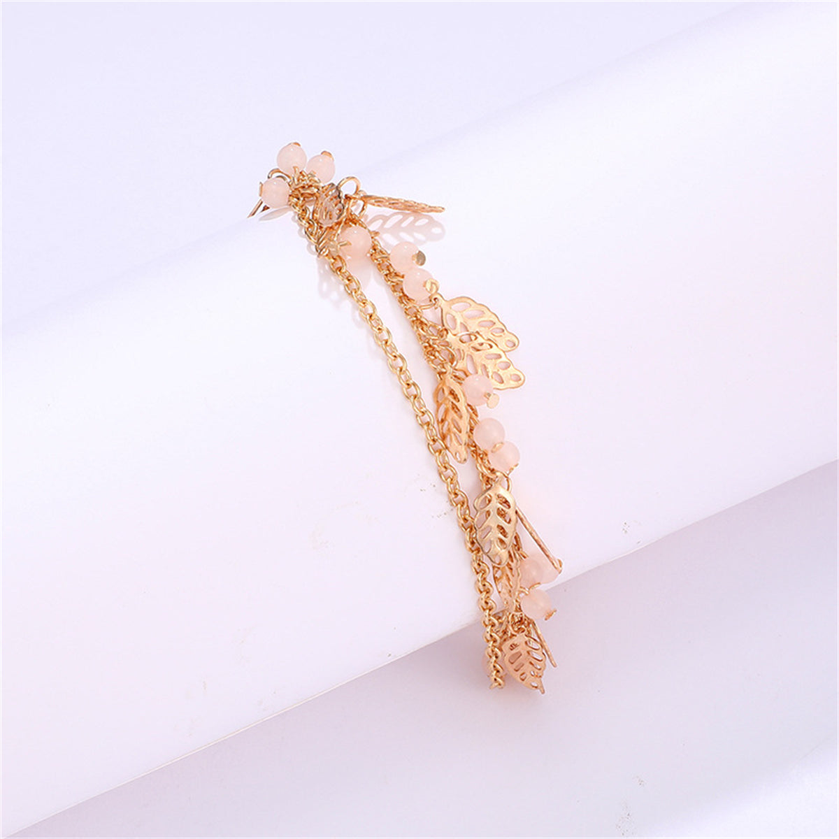 18K Gold-Plated Leaves Layered Anklet