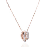 Cubic Zirconia & 18k Rose Gold-Plated Crossed Ring Pendant Necklace