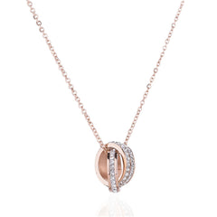 Cubic Zirconia & 18K Rose Gold-Plated Crossed Ring Pendant Necklace