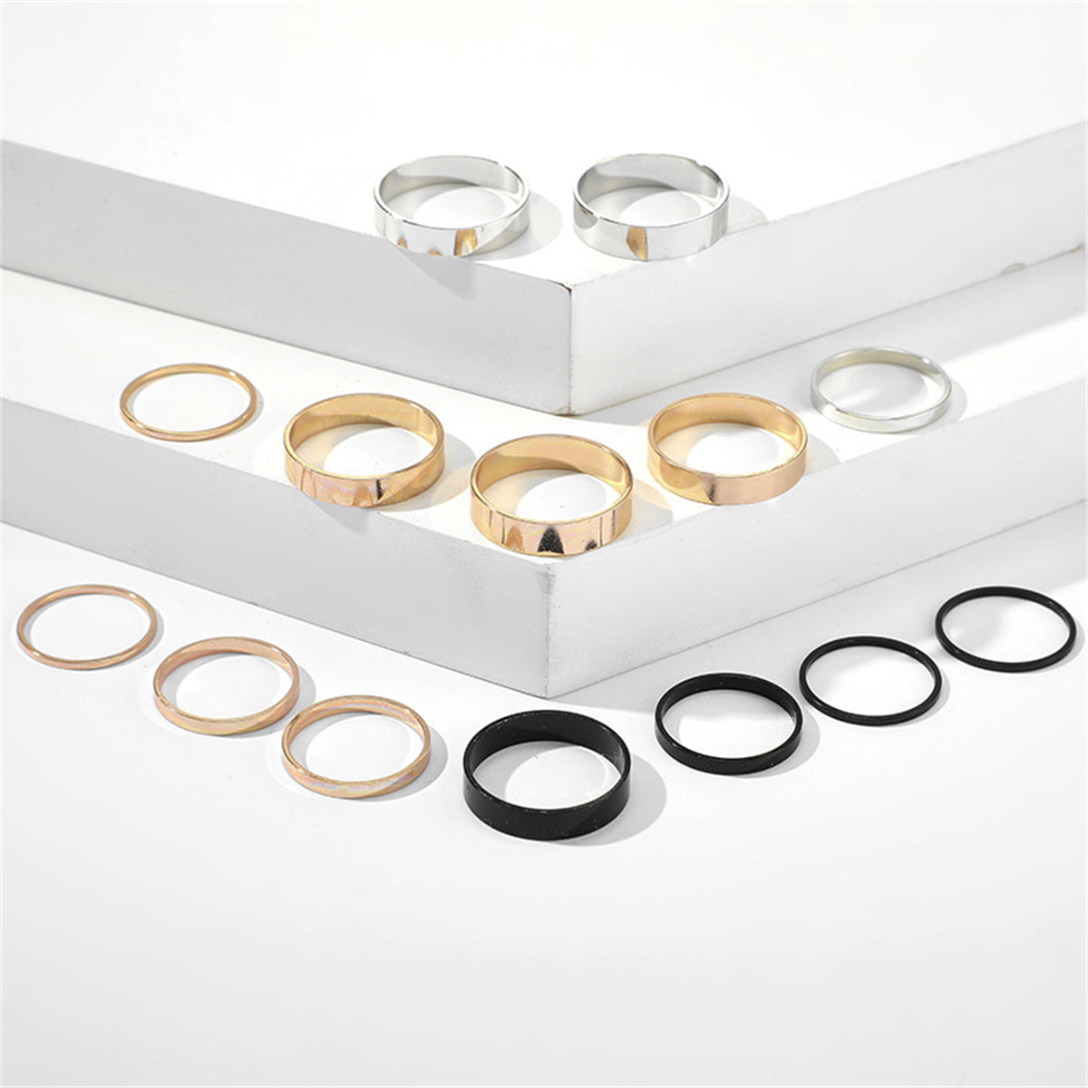 Tri-Tone Band Ring Set