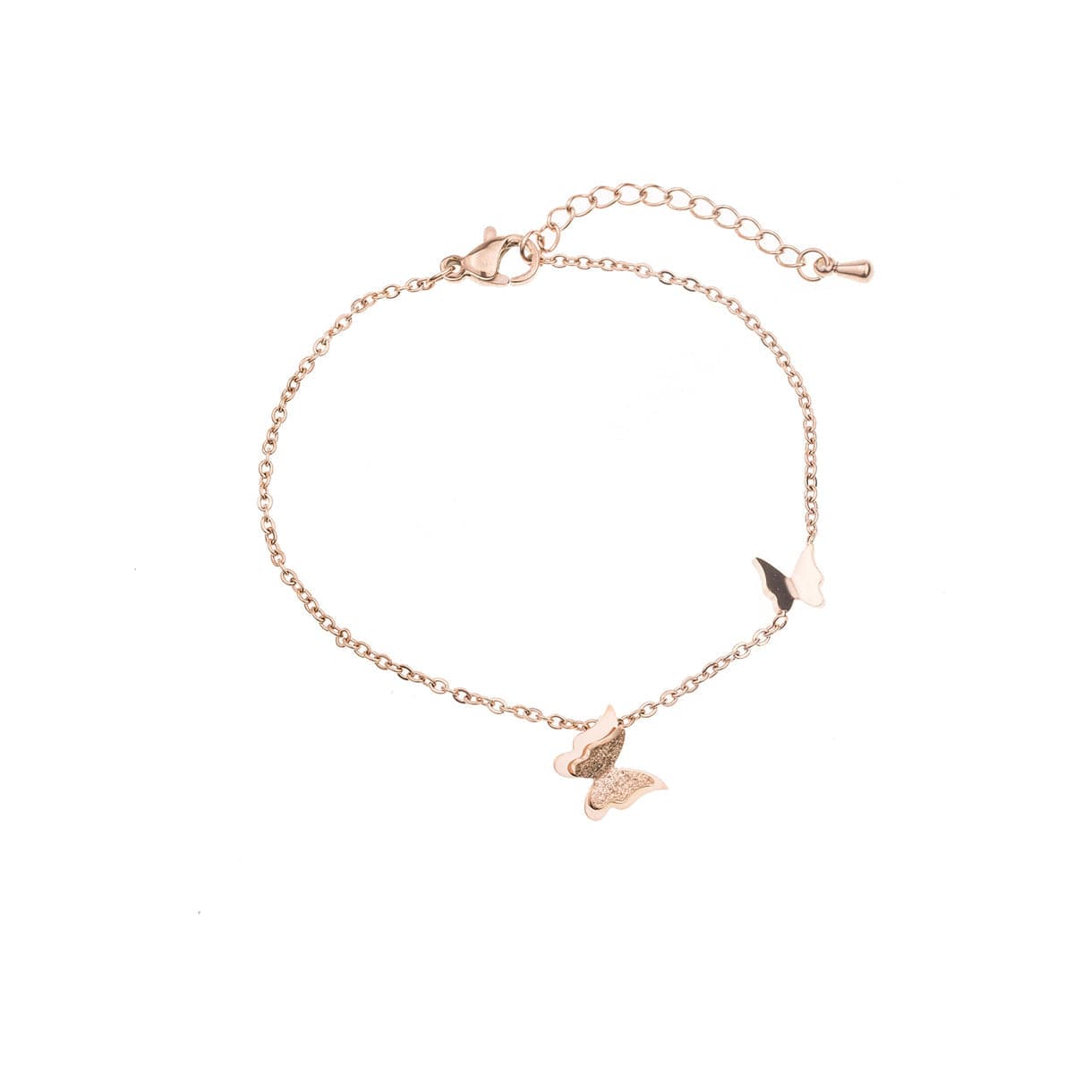 18K Rose Gold-Plated Double Butterfly Anklet