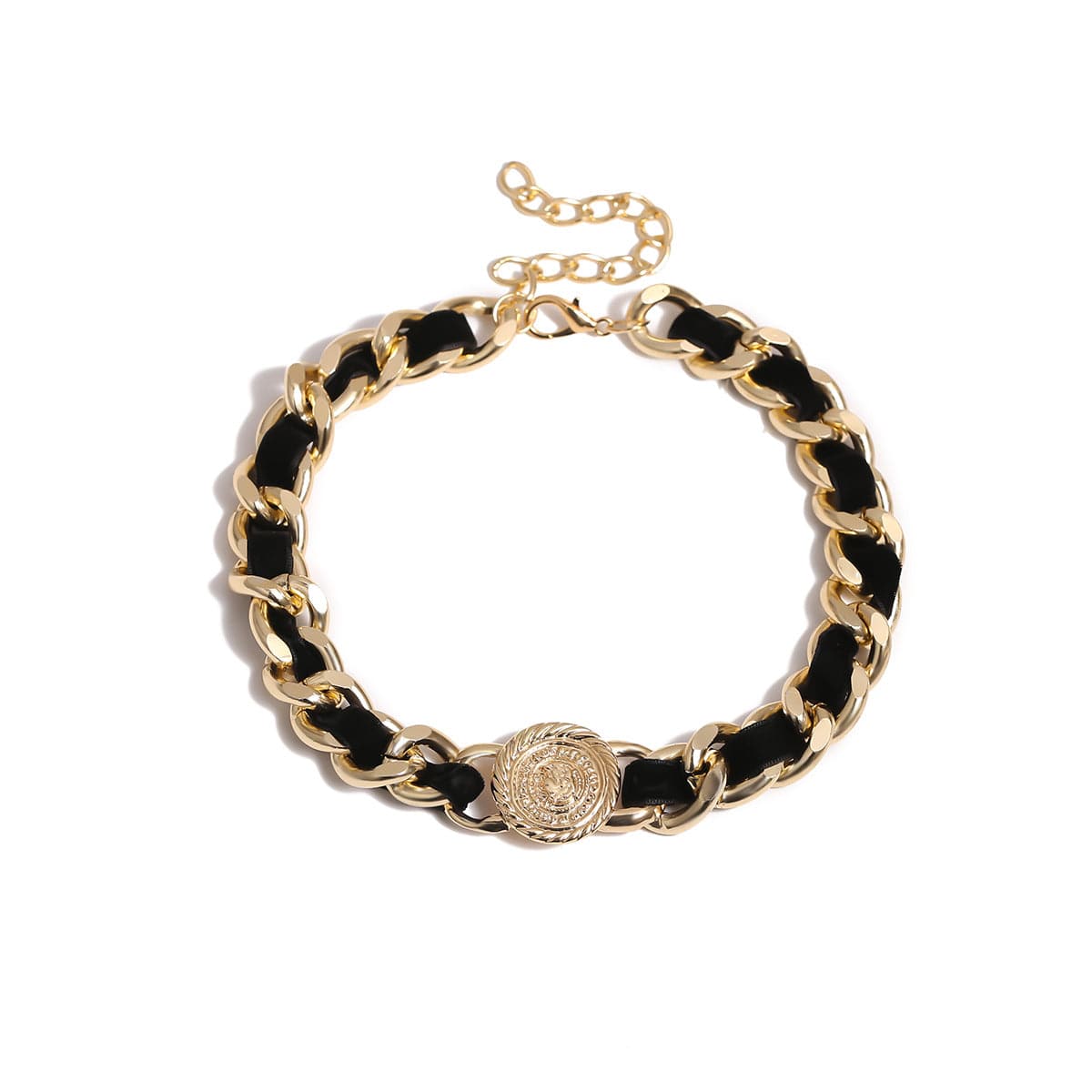 Black Velvet & 18K Gold-Plated Figaro Choker Necklace