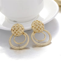 18k Gold-Plated Weave Hoop Drop Earrings