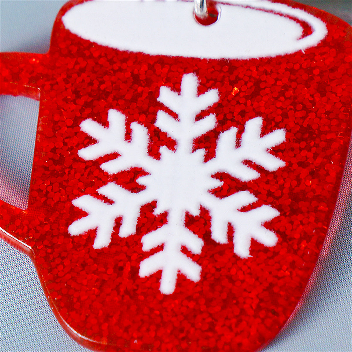 Red & Green Glitter Tiered Snowflake Cup Drop Earrings