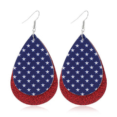 Blue & Red Polystyrene Star Double Drop Earrings
