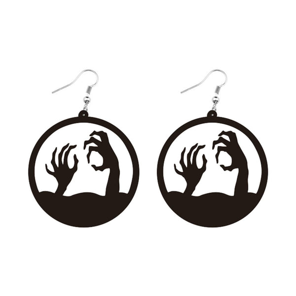 Black Acrylic Corpse Hand Drop Earrings