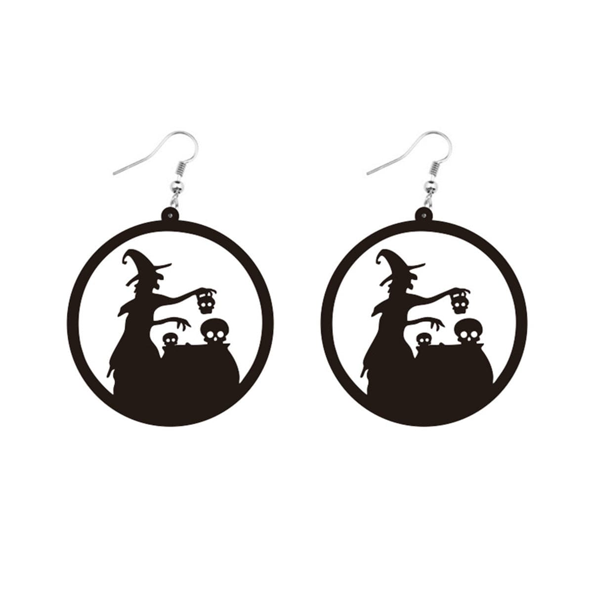 Black Acrylic Witch Silhouette Drop Earrings