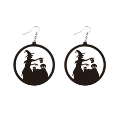 Black Acrylic Witch Silhouette Drop Earrings