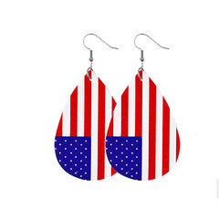 Blue & Red Polystyrene Vertical Stars & Stripes Drop Earrings