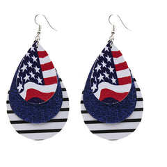 Navy & White Polystyrene Glitter Patriotic Triple Drop Earrings