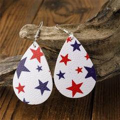 White & Navy Polystyrene Starry Teardrop Drop Earrings