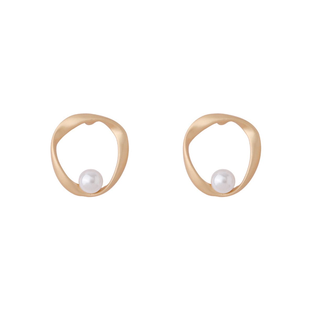 Pearl & 18K Gold-Plated Open Twist Round Stud Earrings