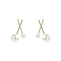 Pearl & 18k Gold-Plated Cross Stud Earrings