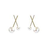 Pearl & 18k Gold-Plated Cross Stud Earrings