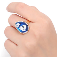 Blue Resin & 18K Gold-Plated Clouds Pear Adjustable Ring