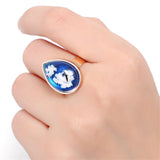 Blue Resin & 18K Gold-Plated Clouds Pear Adjustable Ring