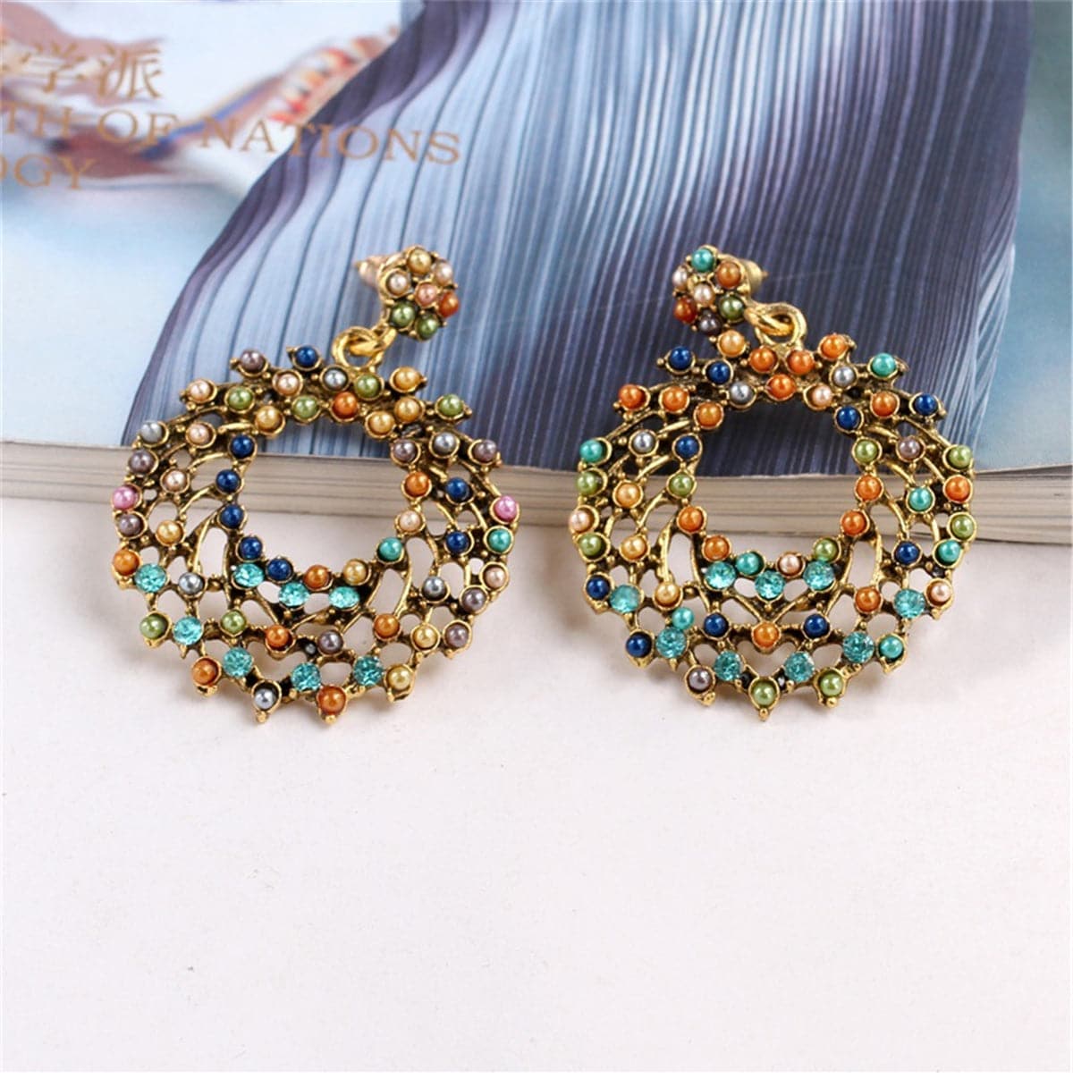 Multicolor Pearl & 18K Gold-Plated Circle Drop Earrings