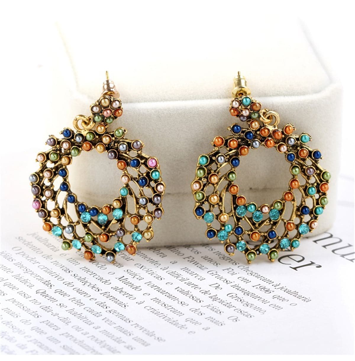 Multicolor Pearl & 18K Gold-Plated Circle Drop Earrings