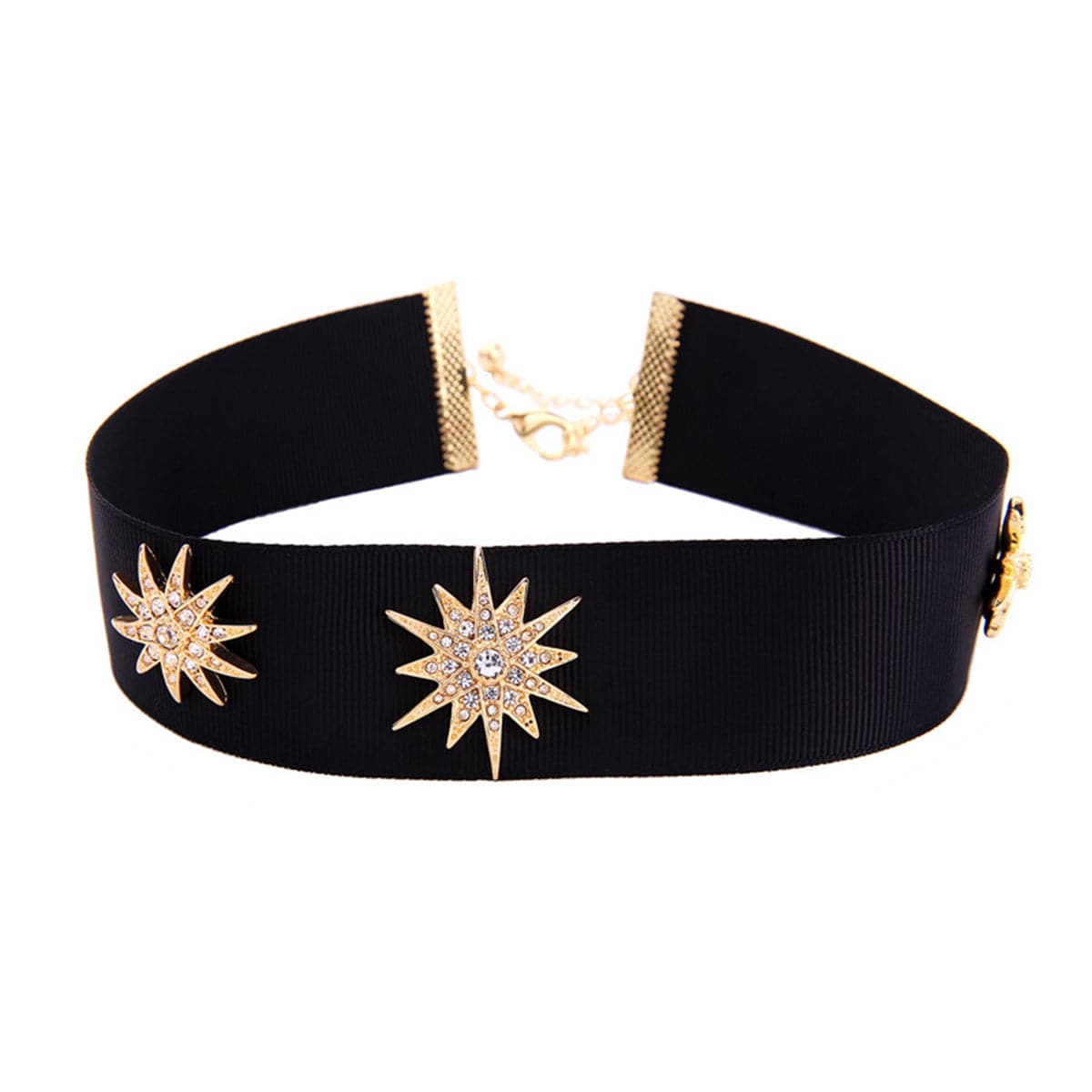 Cubic Zirconia & 18K Gold-Plated Ribbon Star Choker Necklace